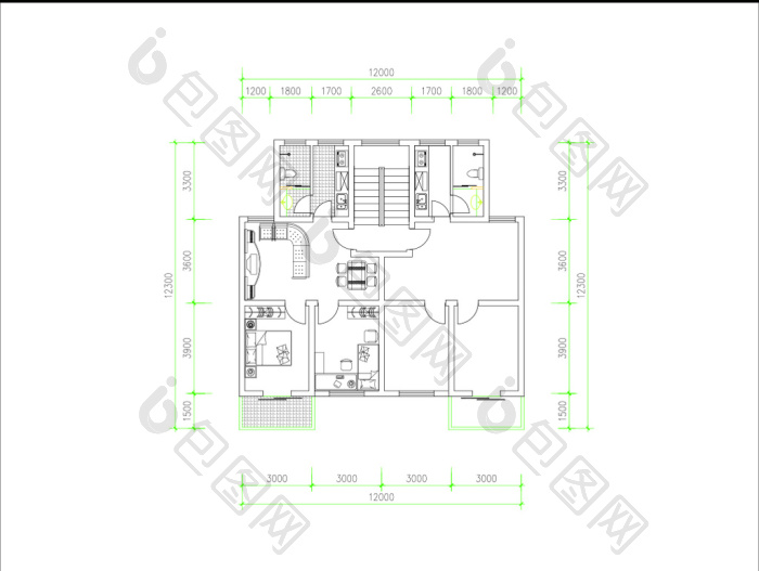 房屋平面图多层户型图cad图纸-包图网