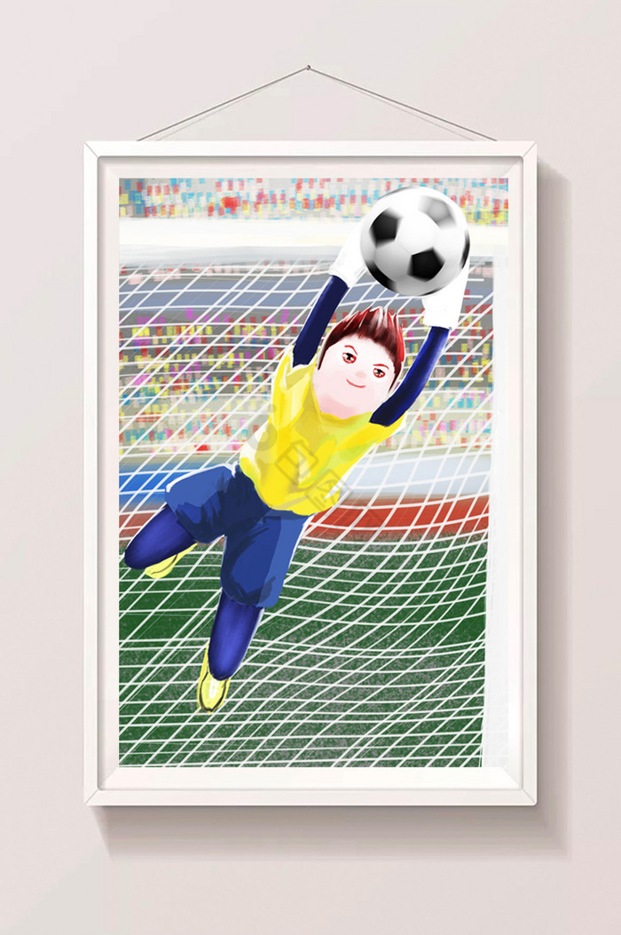少年足球守门员插画图片