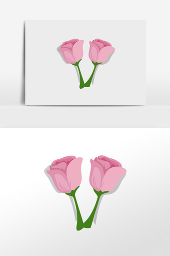 卡通玫瑰花花束插画元素图片