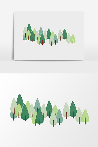 卡通绿色树林素材图片