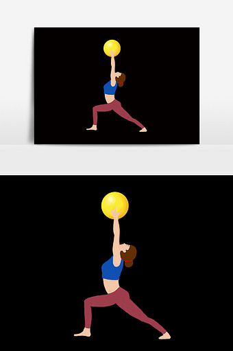 卡通健身瑜伽球美女图片