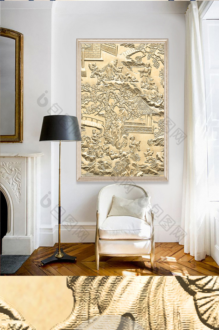 3d浮雕满园春色玄关装饰画定制