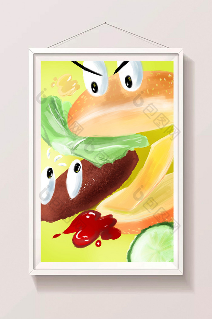 汉堡包插画免费下载美食油炸食品图片