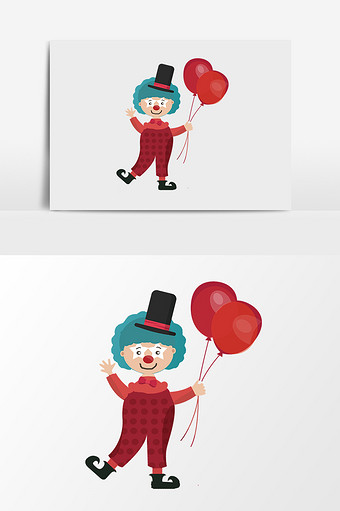 卡通手绘小丑气球图片