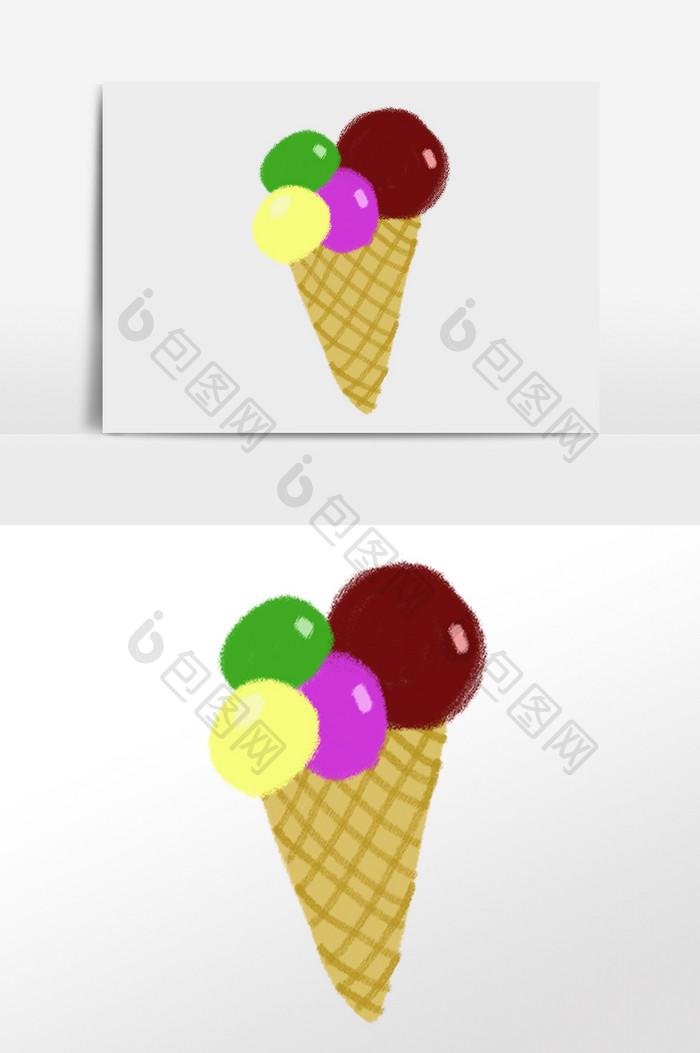 清新唯美手绘食品冰淇淋元素背景