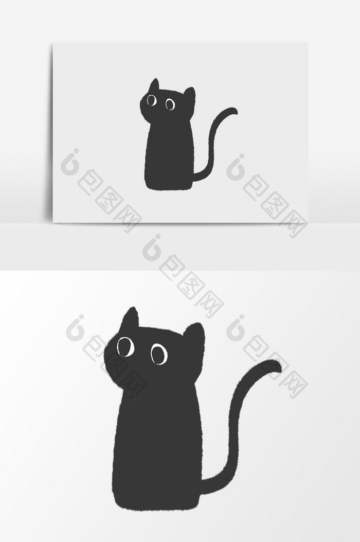 卡通手绘可爱黑色小猫