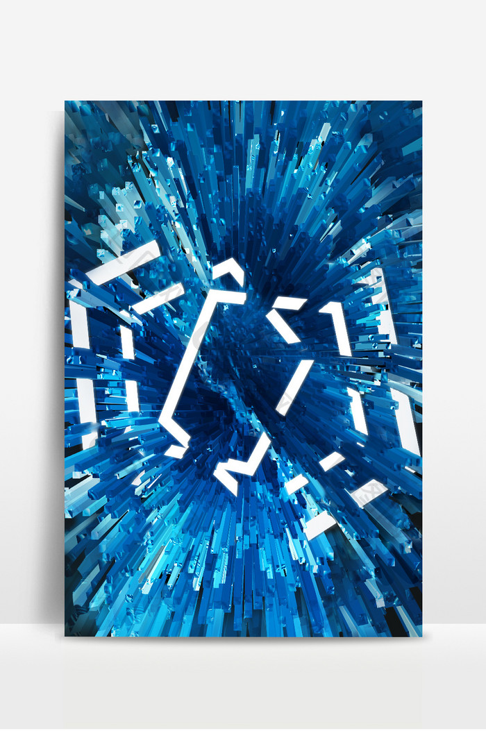 抽象风格蔚蓝3D放射水晶柱状体背景