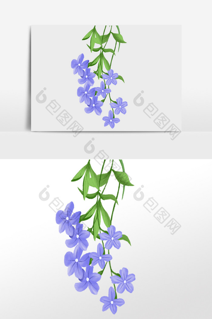 手绘插画元素紫色的花朵