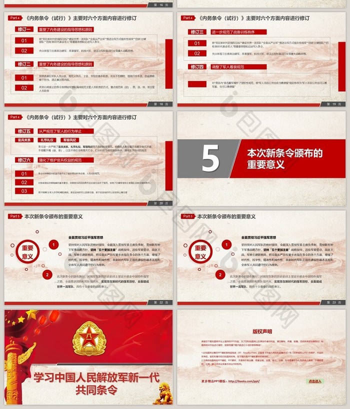 中国人民解放军共同条令学习PPT模板
