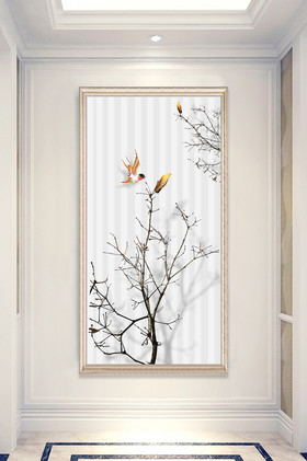 现代玄关画干树枝玄关装饰画