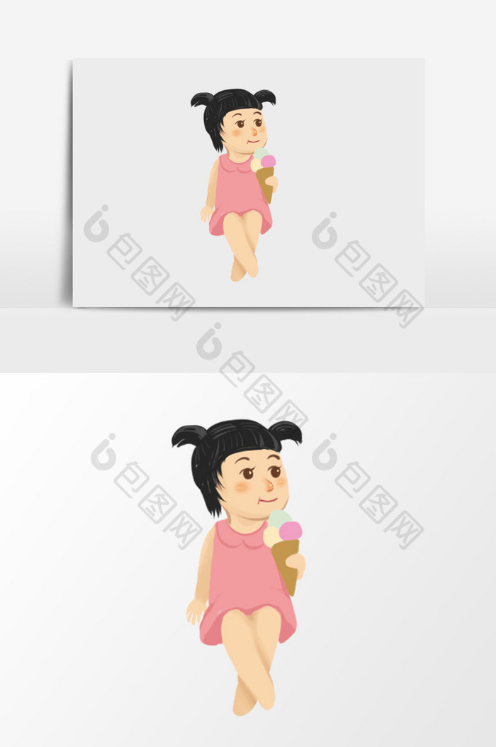 卡通可爱冰激凌小女孩