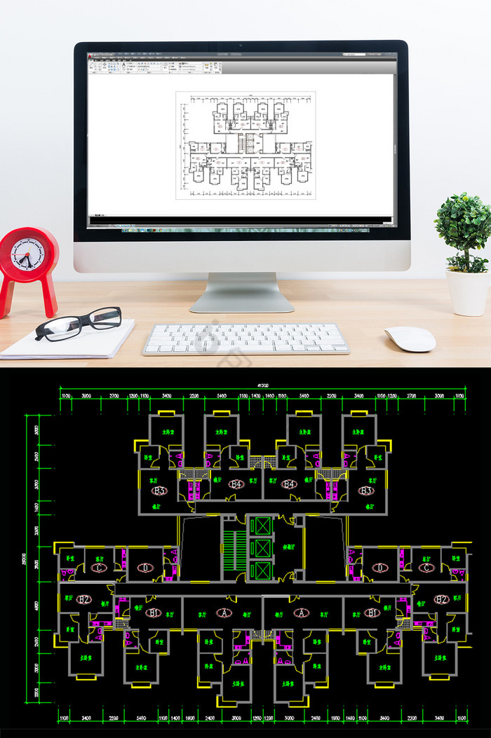 CAD家装户型图一室一厅一卫图片