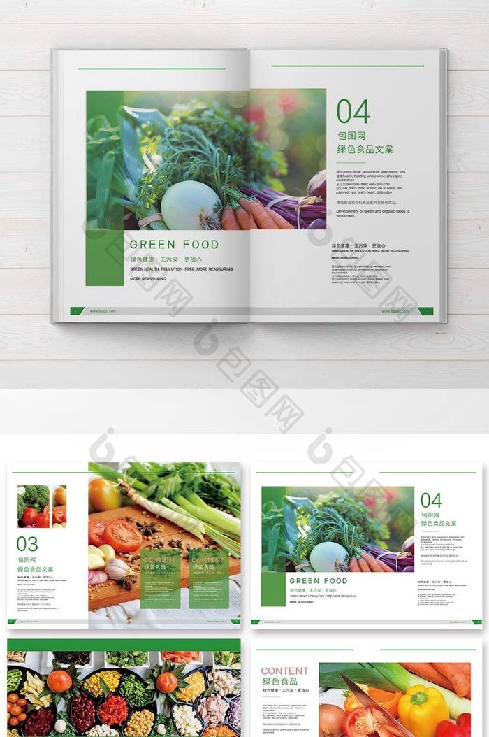 整套时尚简约风绿色食品宣传画册