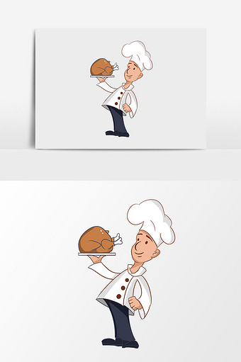 卡通漫画厨师烧鸡图片