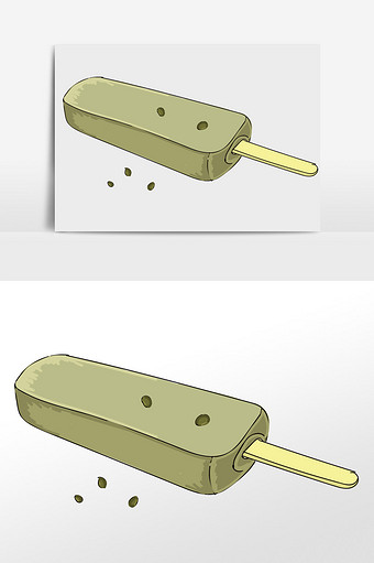 夏天卡通绿豆雪糕元素图片