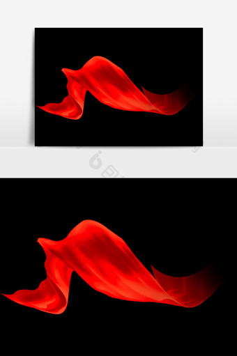 红色漂浮绸布元素素材图片