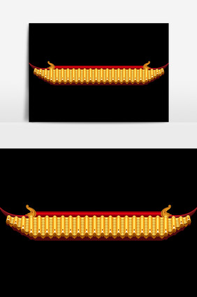 古典金色亭台元素素材