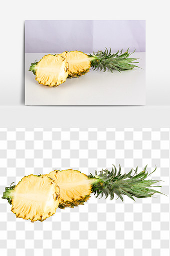新鲜切开凤梨菠萝高清热带水果免抠透底元素图片