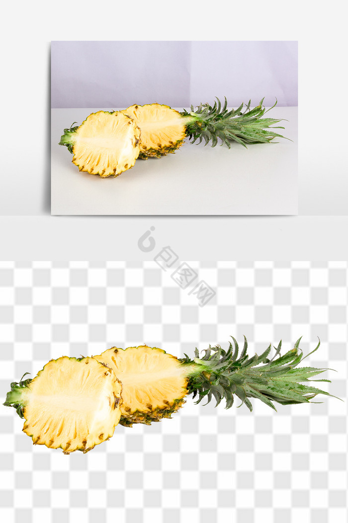 新鲜切开凤梨菠萝高清热带水果免抠透底图片