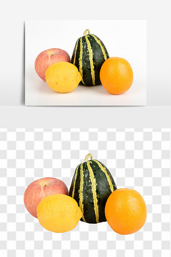 新鲜苹果柠檬橙子甜瓜高清水果组合免抠元素图片