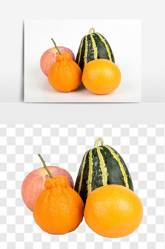 新鲜苹果橘子橙子甜瓜高清免抠水果组合元素图片