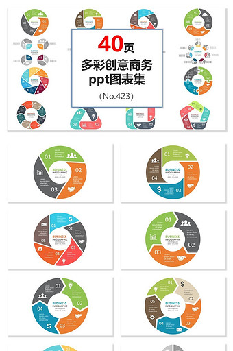 多彩创意商务ppt图表集图片