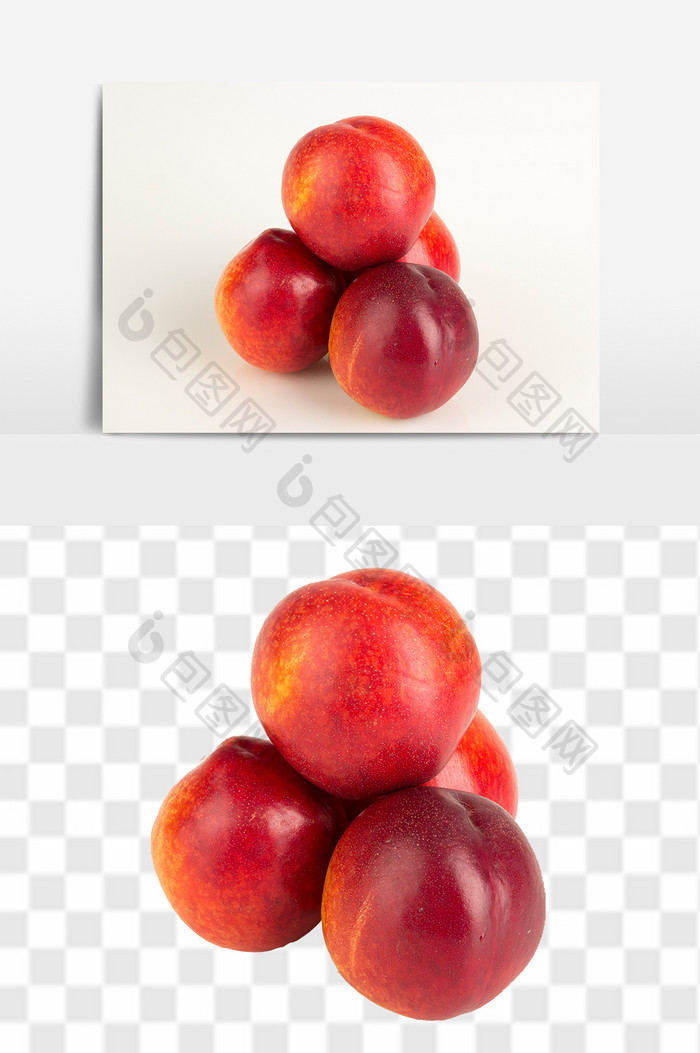 新鲜高清油桃免抠透底png水果元素