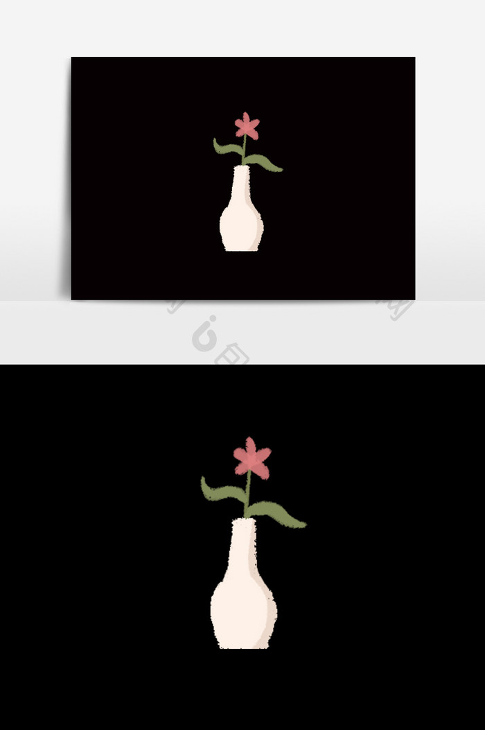 卡通手绘花瓶小红花