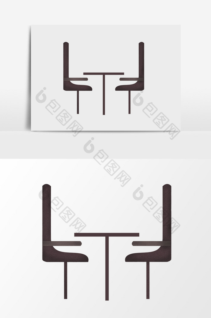 手绘卡通扁平座椅桌子