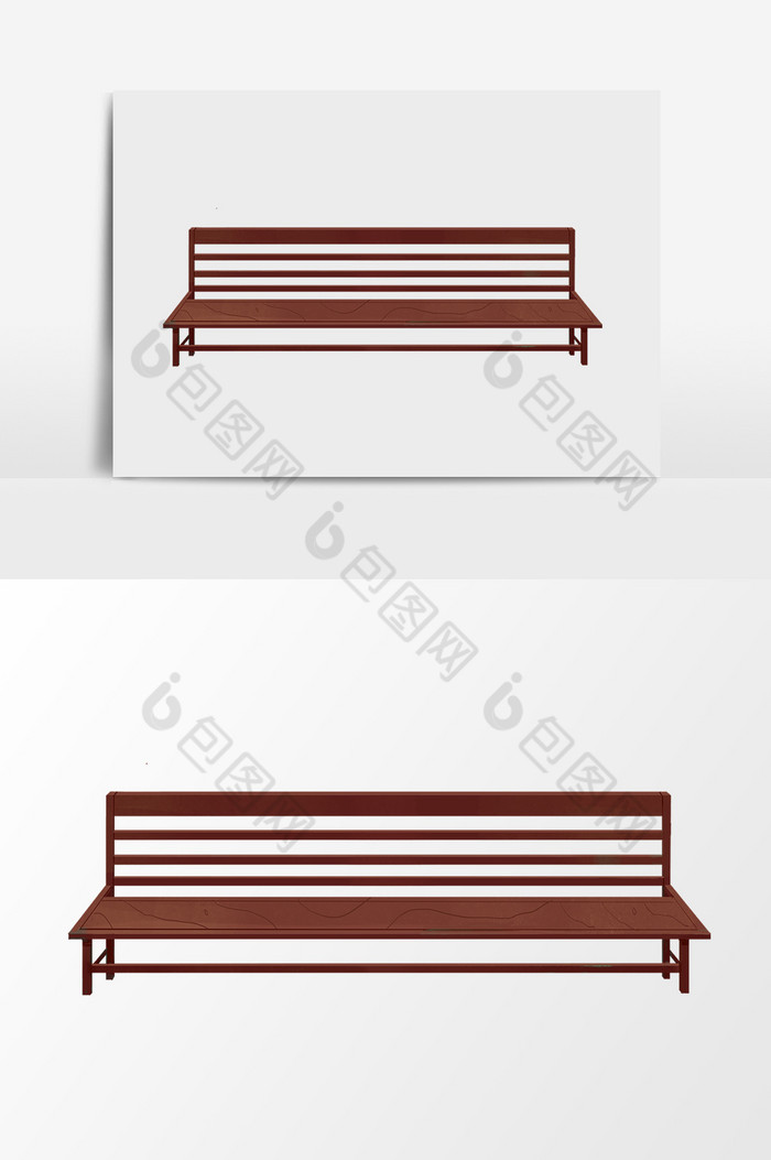 手绘扁平公园长椅