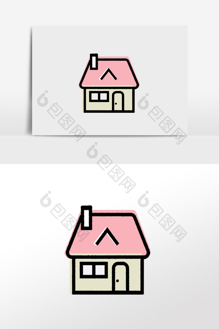 卡通可爱粉色小房子插画元素