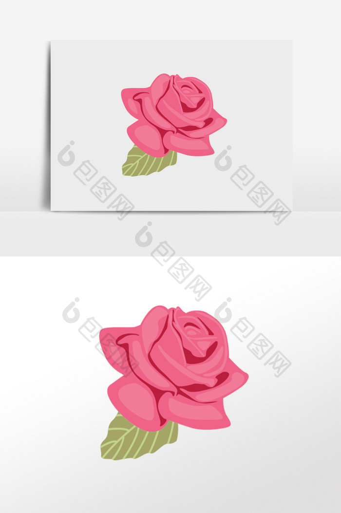 清新粉色玫瑰插画元素
