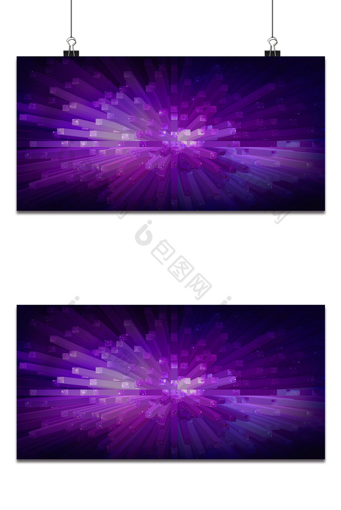 紫色3D立体放射晶状柱体背景