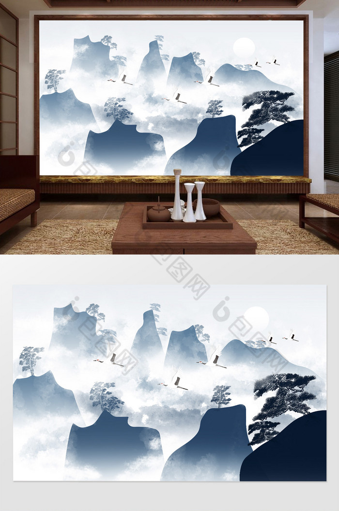 中国风背景墙装饰画背景墙图片