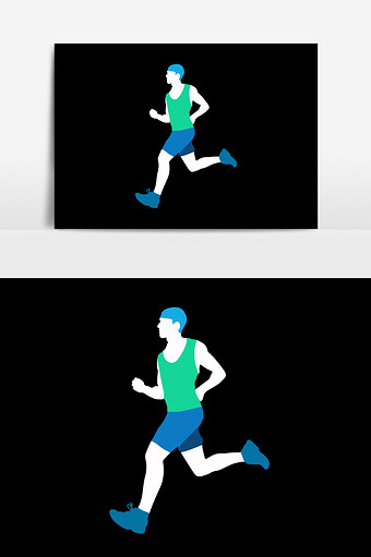 卡通扁平跑步男人图片