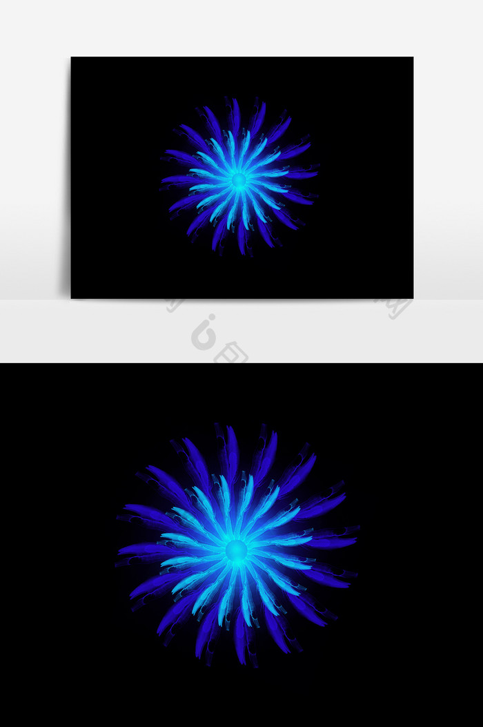 蓝色绽放型光圈光效元素