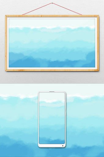 水彩蓝色抽象插画背景图片