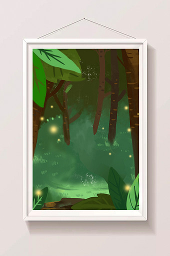 水彩手绘树林森林图片