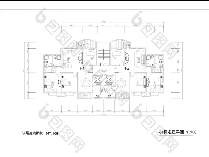 CAD家装两室两厅布局图