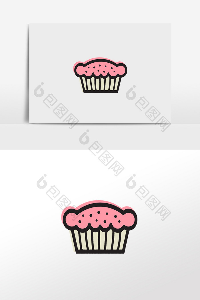 可爱粉色小蛋糕插画元素