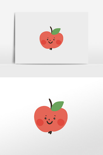 卡通可爱手绘苹果小表情插画元素图片