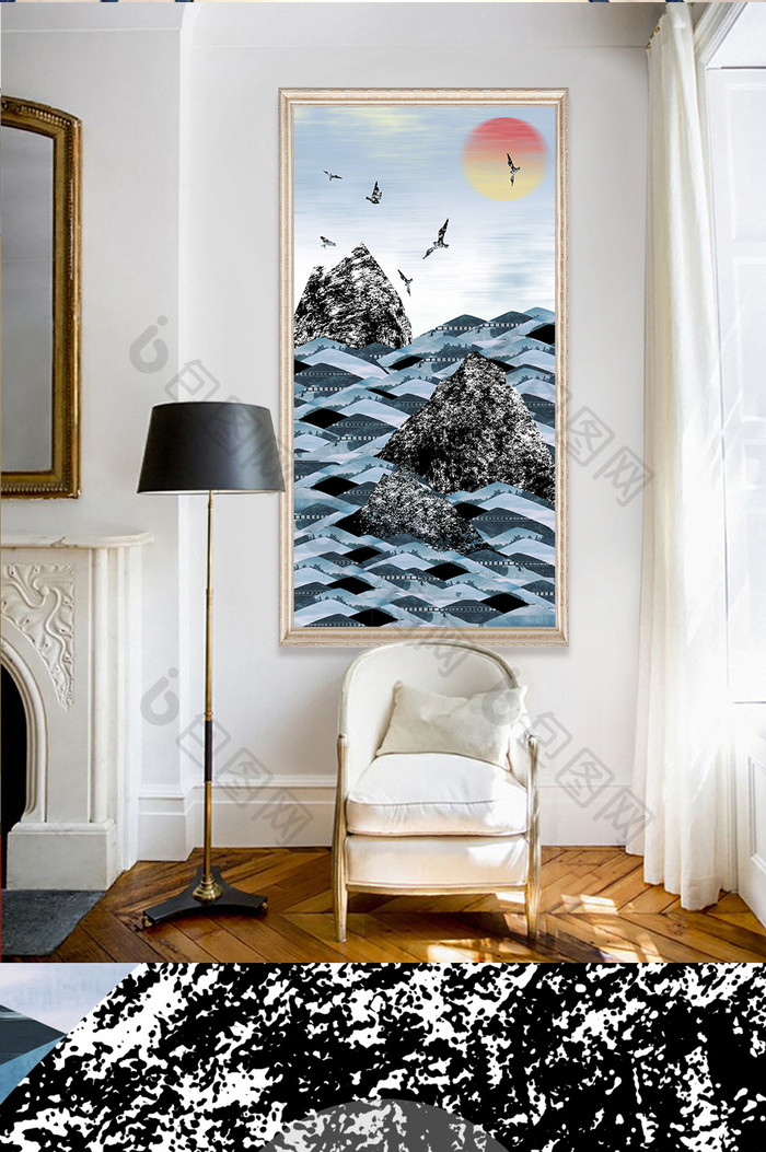 大气抽象风景海洋剪影玄关装饰画