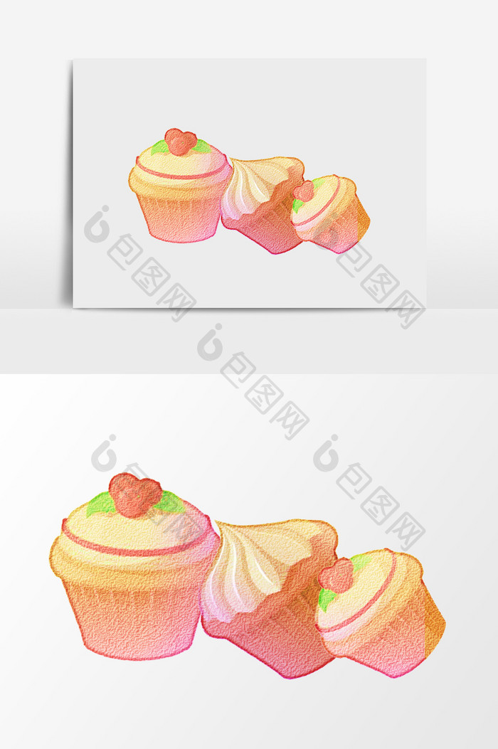 水彩手绘彩色蛋糕甜品