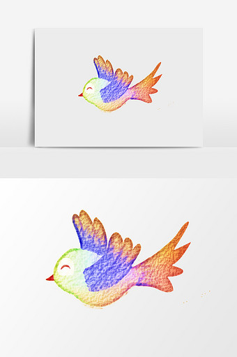 水彩手绘彩色小鸟素材图片