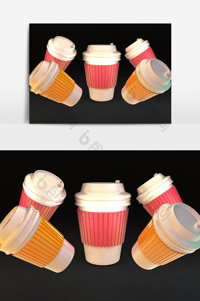 C4D原创奶茶饮料杯子元素设计