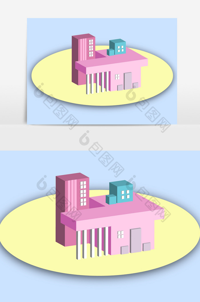 房子25d商圈房子商务楼元素