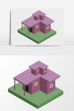 房子25d小洋楼房子元素