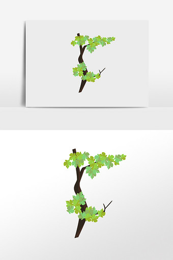 卡通清新绿树插画元素图片