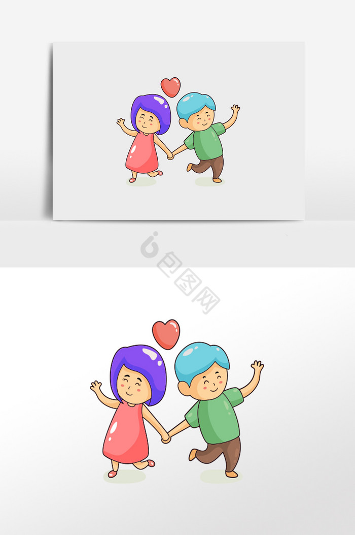 情侣爱情插画图片