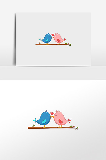 卡通爱情鸟插画元素图片